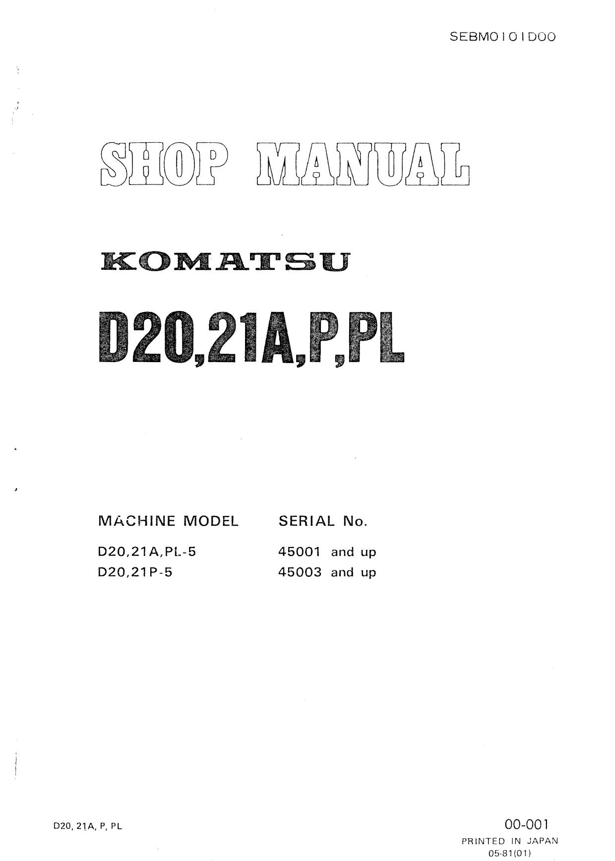 D20,21A,PL-5 D20,21P-5 Shop Manual